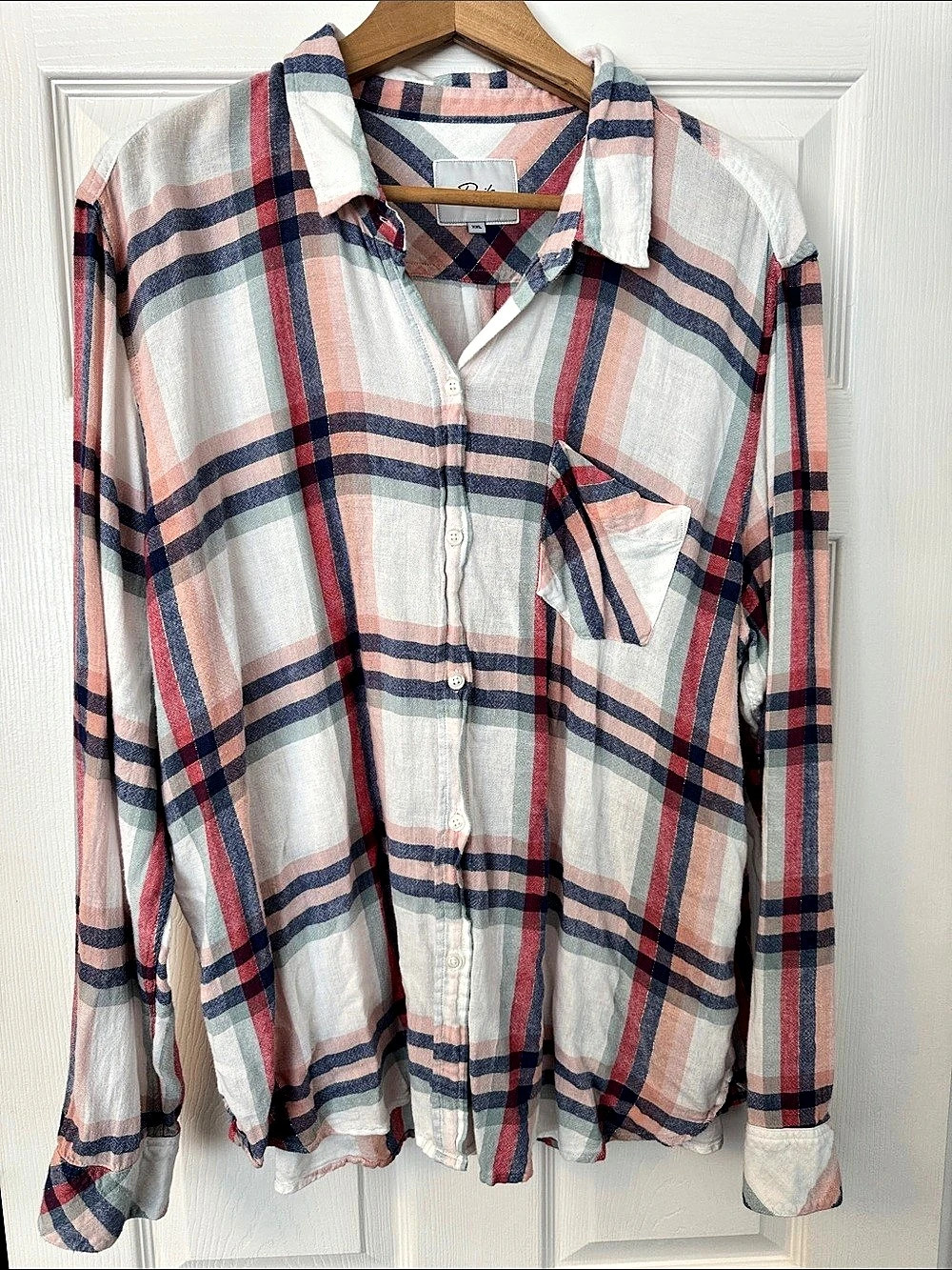 Rails Hunter Metallic Thread Plaid Button-Up Shirt Pink & Blue XXL lightweight.